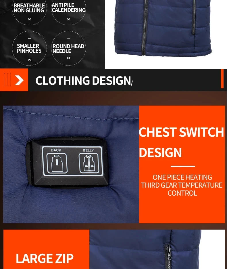 9 Heated Vest Zones Electric Heated Jackets Men Women Sportswear Heated Coat Graphene Heat Coat USB Heating Jacket For Camping 99 in 1