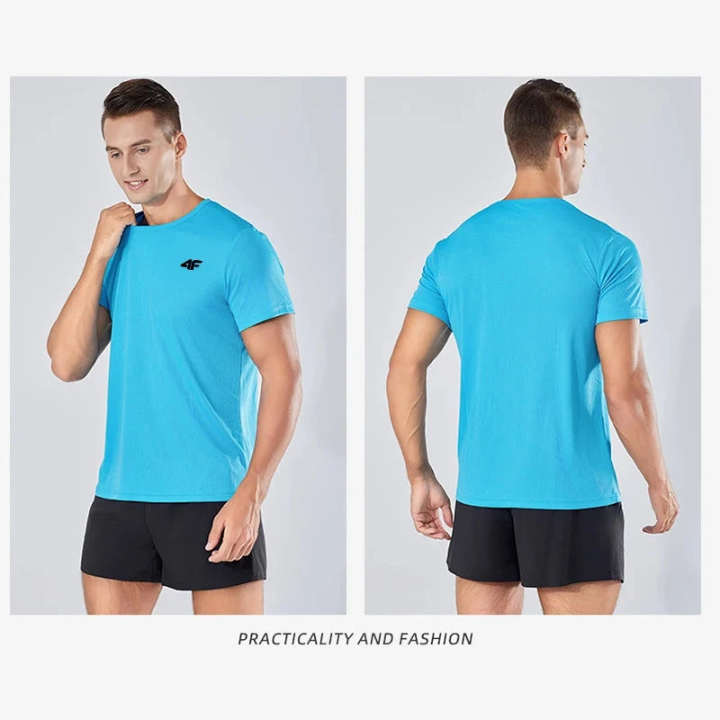 Men's Summer Exercise Trainning T-shirt High Quality Breathable Quick Dry Short Sleeved Top Marathon Gym Fitness Basketball Tees 99 in 1