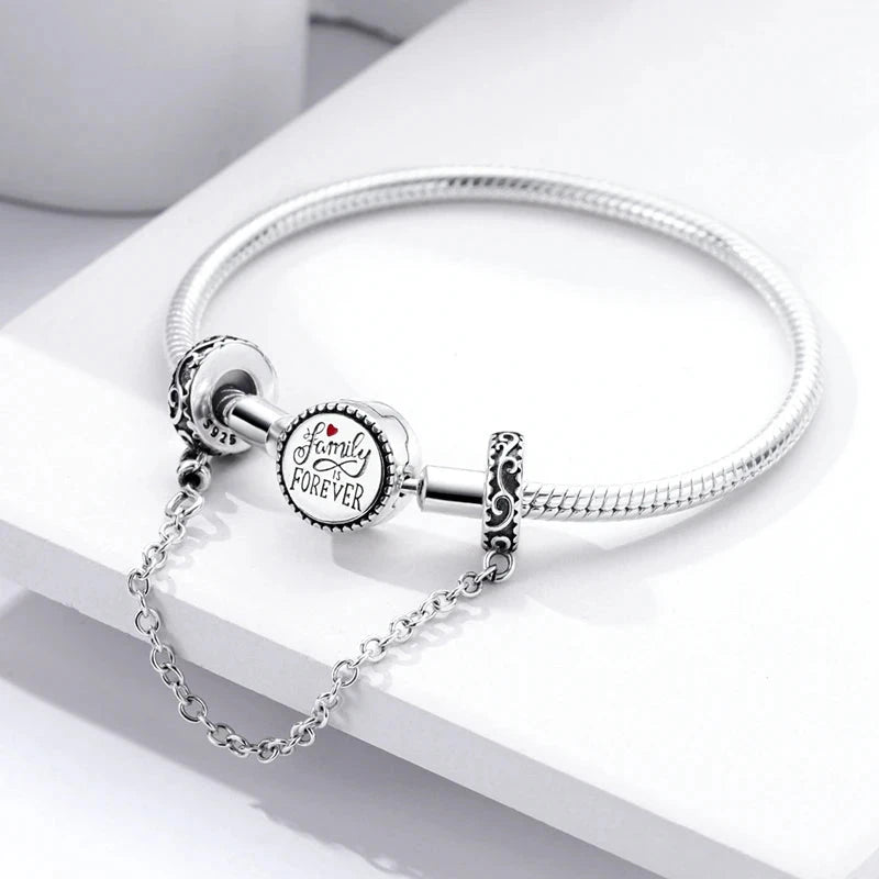 925 Sterling Silver Safety Chain Aircraft Earth Camera Daisy Silicone Charms Beads Fit Original Bracelets DIY Jewelry For Women 99 in 1