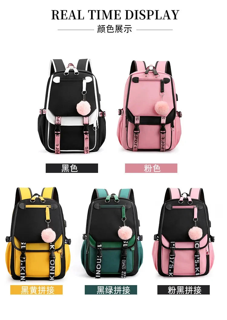 Demone Hunter Backpack for Kid Girl Back School Gift School Bag Y2K Cute Anime Print Woman Travel Casual Large Capacity Rucksack 99 in 1