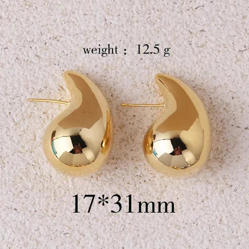 Gold Color Water Drop Earring Stud Simple Design Ins Women Post Earrings 3 Size Available Silver Color Big Surface Girls Jewelry 99 in 1