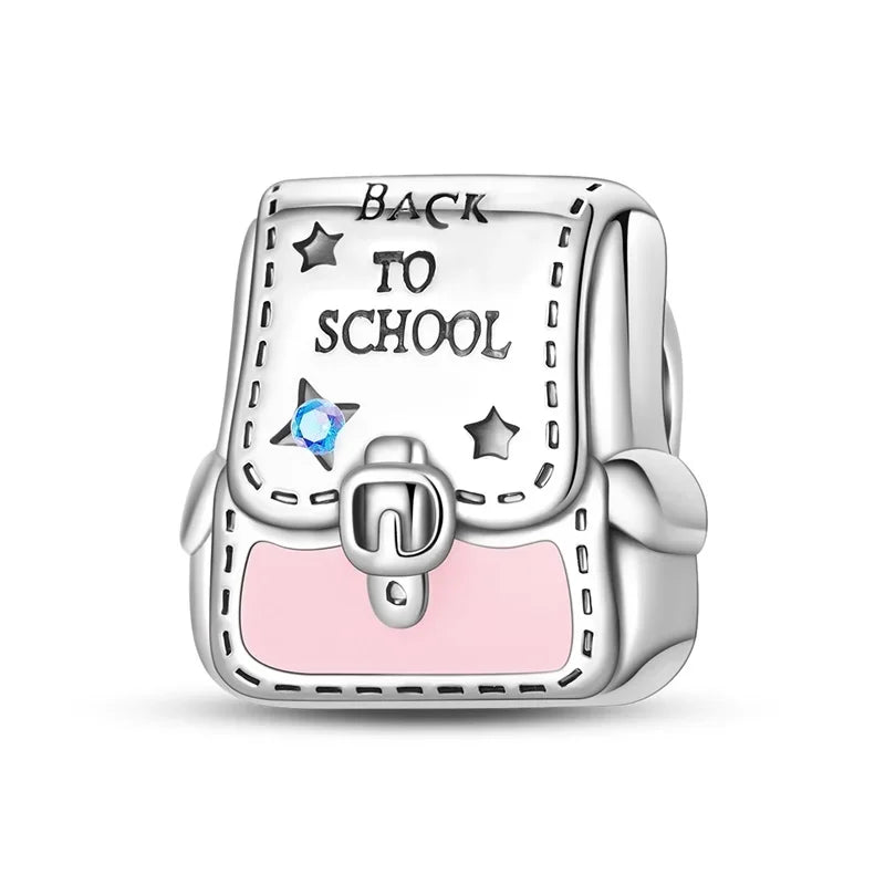 Back To School 925 Sterling Silver Charms Bag Earphone Magic Cube Watch Games Console Bead Pendant Fit Bracelet Necklace Jewelry