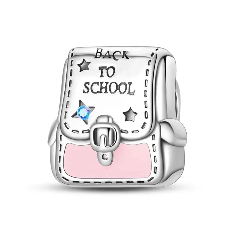 Back To School 925 Sterling Silver Charms Bag Earphone Magic Cube Watch Games Console Bead Pendant Fit Bracelet Necklace Jewelry 99 in 1