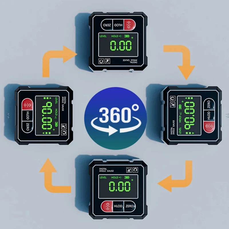 Magnetic digital goniometer with electronic laser USB rechargeable protractor 99 in 1