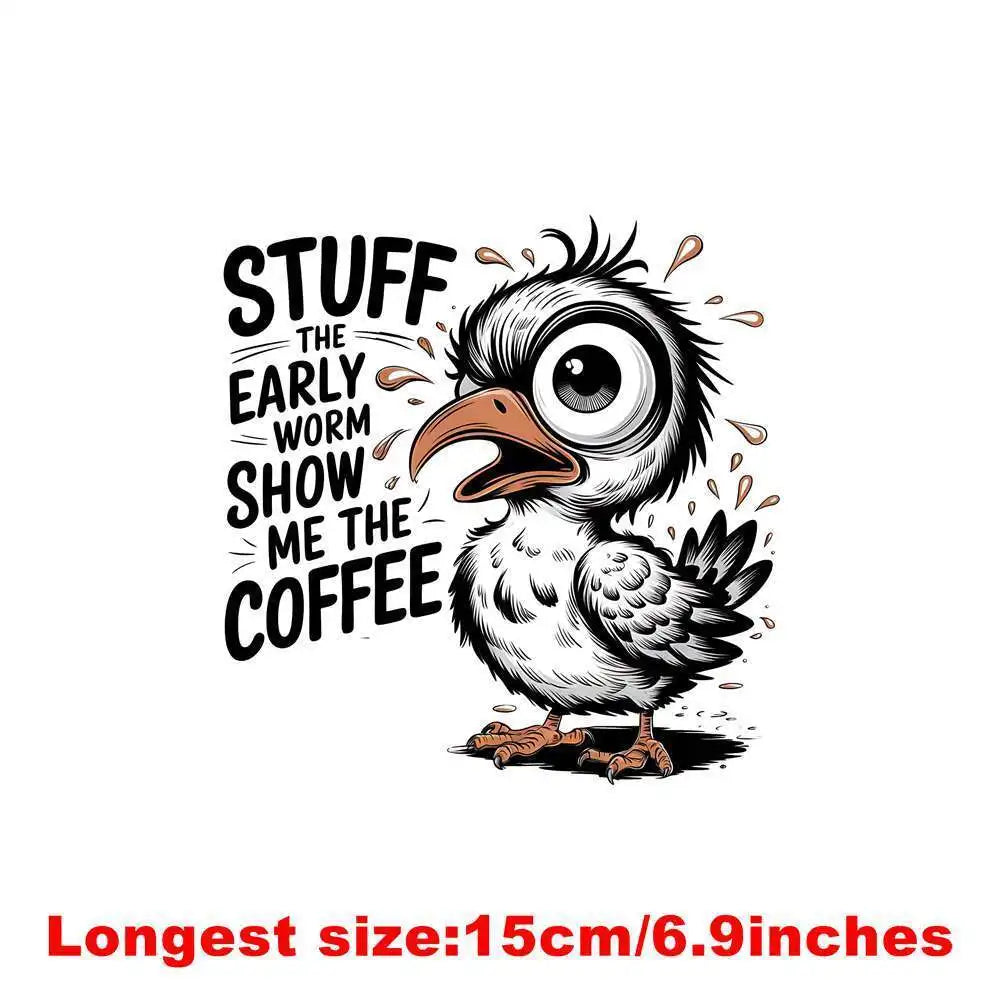15cm Kid Owl Goldfish Letter Animal Clothes Print Iron On DTF Heat Transfer Sticker Diy T-shirt Iron On Transfer Patches Decal
