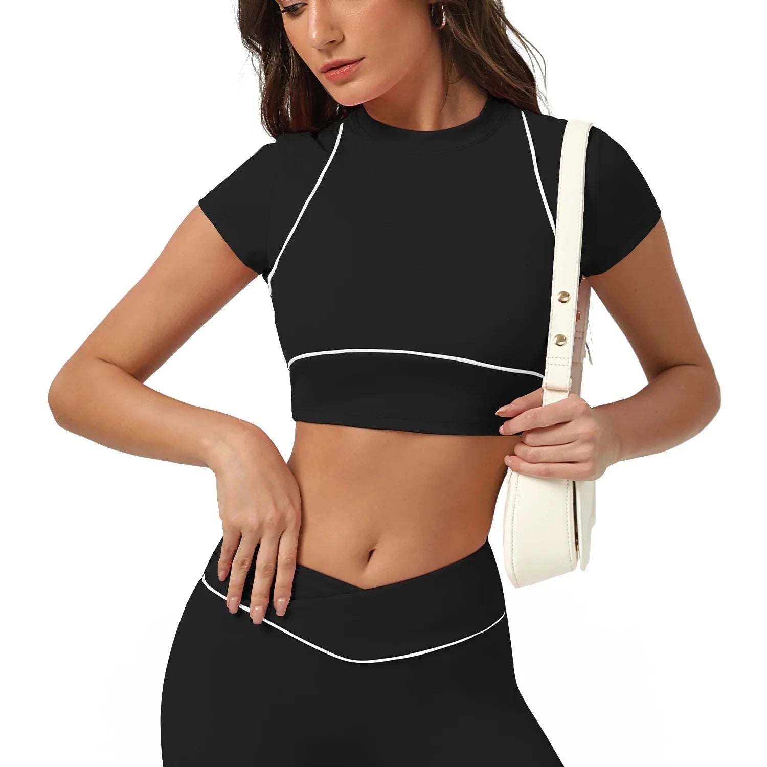 Yoga Top Sport T Shirts Women Fitness Clothes Workout Short-sleeved Crop Top Gym Running Active Wear Push Up Sport Top 99 in 1