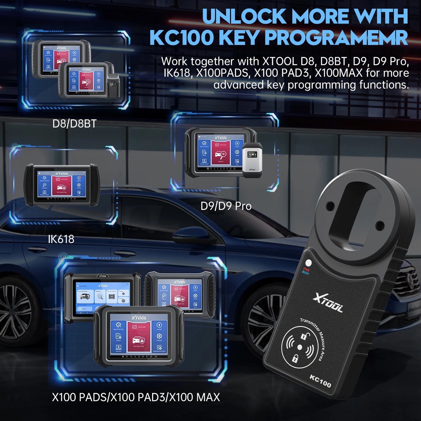 XTOOL KC100 Key Programmer Work With X100 PADS D8S For Car Key Programming Read Pincode