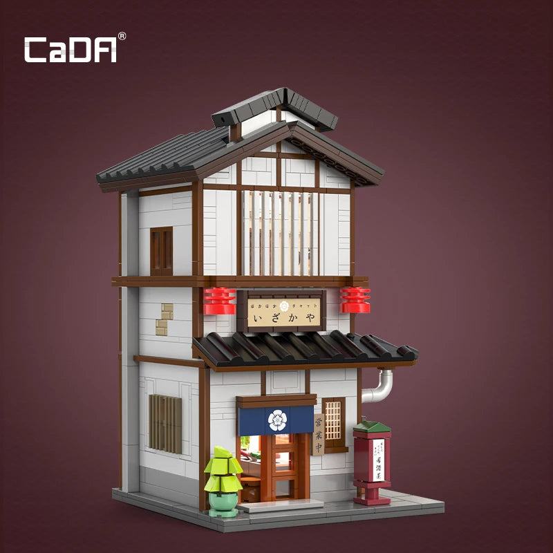 Cada MOC Japanese City Street View Yakitori Style Izakaya Building Blocks Yakitoriya House Children Toy for Gifts
