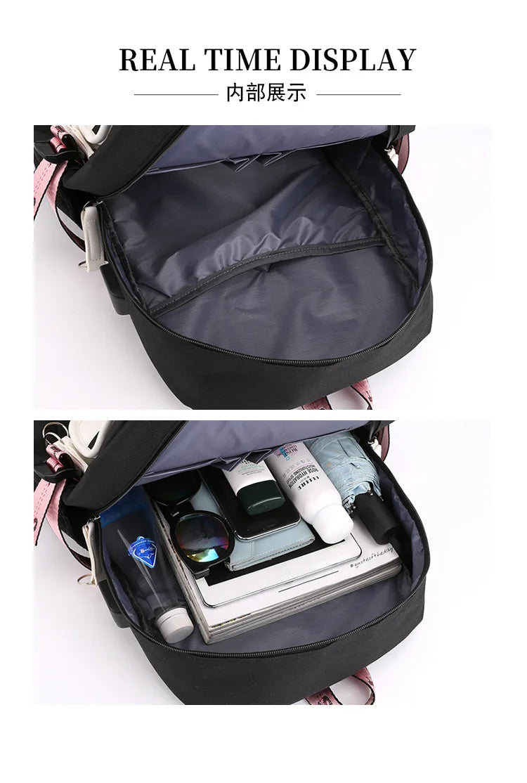 Demone Hunter Backpack for Kid Girl Back School Gift School Bag Y2K Cute Anime Print Woman Travel Casual Large Capacity Rucksack