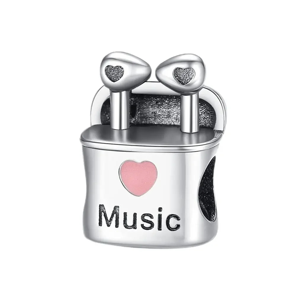 Back To School 925 Sterling Silver Charms Bag Earphone Magic Cube Watch Games Console Bead Pendant Fit Bracelet Necklace Jewelry