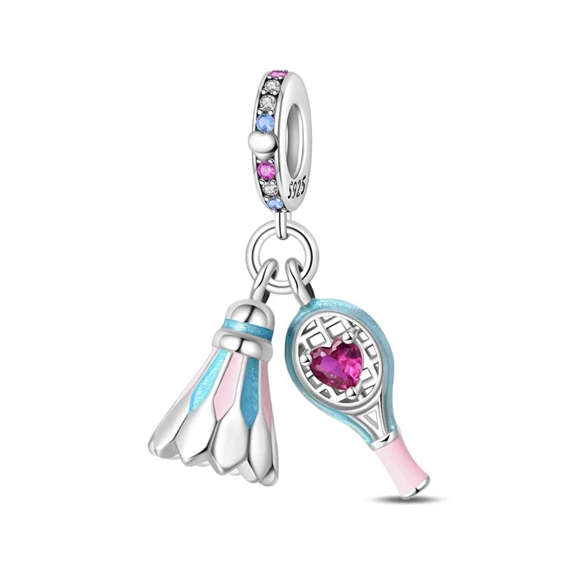 Back To School 925 Sterling Silver Charms Bag Earphone Magic Cube Watch Games Console Bead Pendant Fit Bracelet Necklace Jewelry