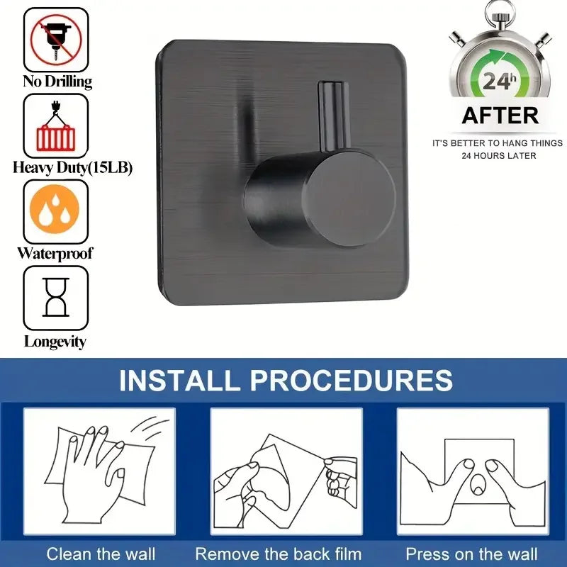 4 pieces of 304 stainless steel wall hooks for home jackets, robes, bathroom organization accessories