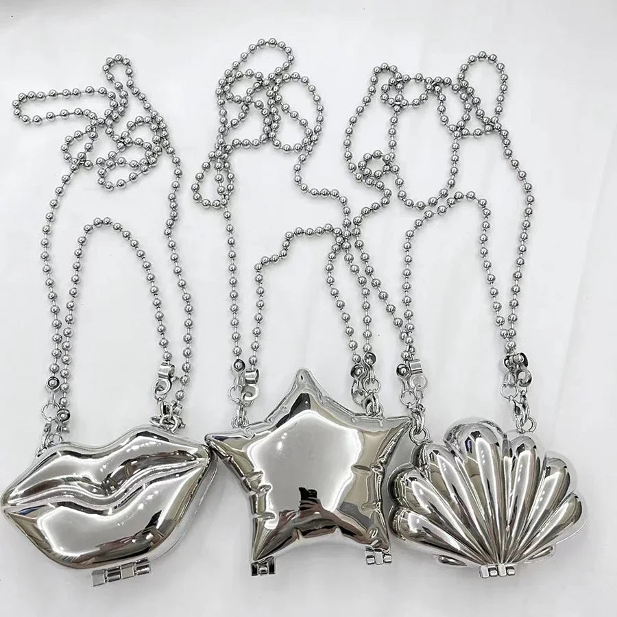 2024 New Metal Mini Lipstick Bags for Women High Quality Shoulder Bag Fashion Flower Satche Women's Accessory Bag