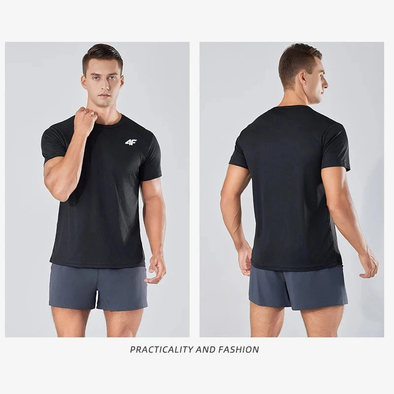 Men's Summer Exercise Trainning T-shirt High Quality Breathable Quick Dry Short Sleeved Top Marathon Gym Fitness Basketball Tees 99 in 1