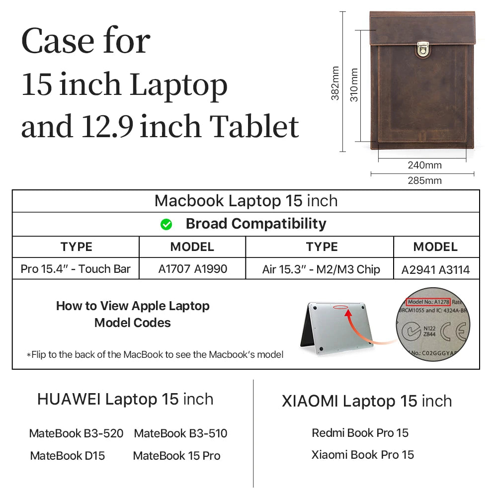 Genuine Leather Laptop Case For Macbook Pro Air 13 14 15 16 Inch Sleeve Case For iPad 10.5 11 12.9 Inch Notebook Cover Carry Bag