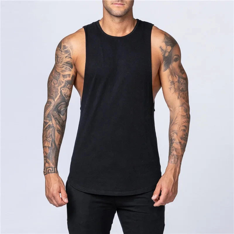 Men's Gym Clothing Summer Fitness Cotton Tank Top Men Jogging Bodybuilding Sleeveless Shirt Breathable O-Neck Casual Muscle Vest 99 in 1