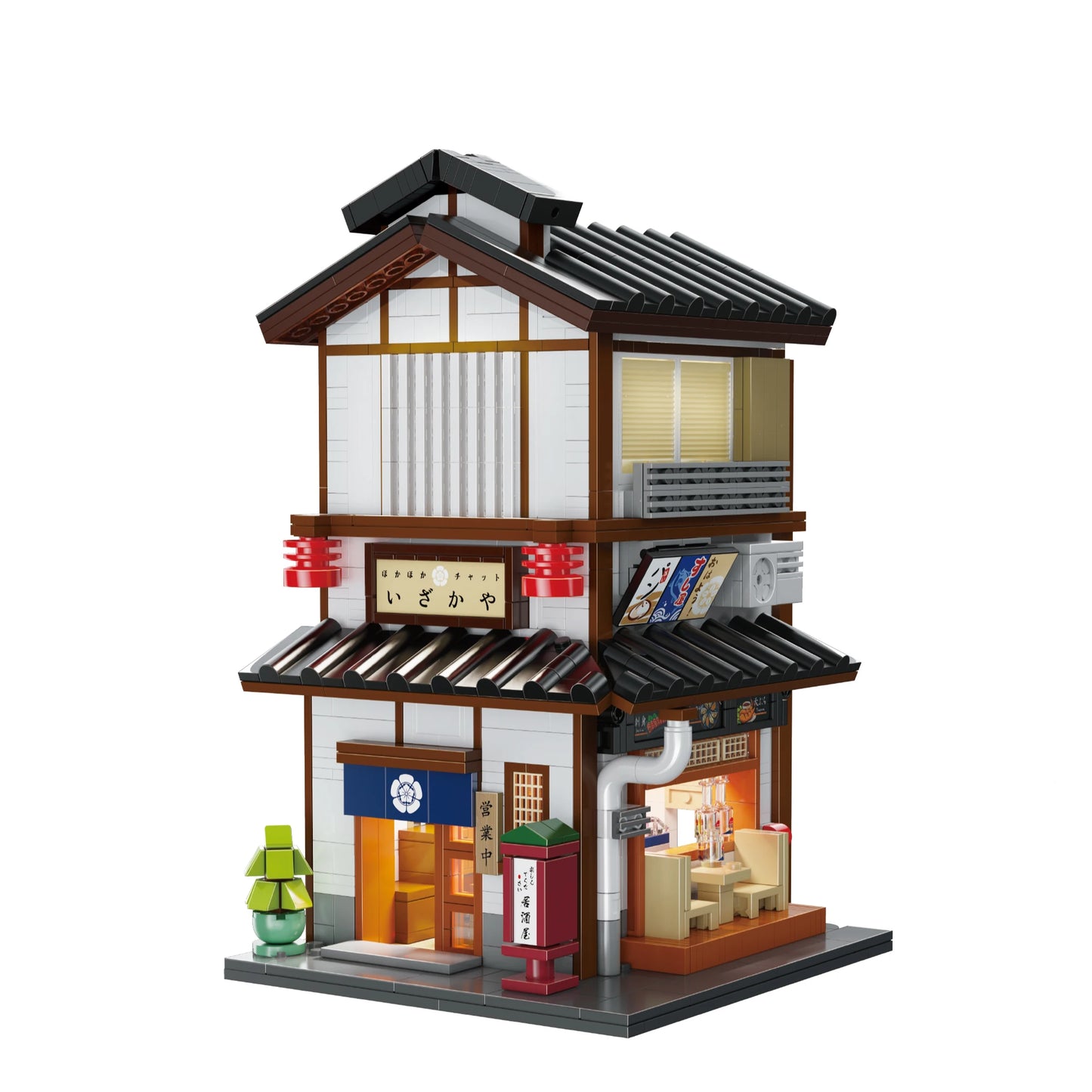 Cada MOC Japanese City Street View Yakitori Style Izakaya Building Blocks Yakitoriya House Children Toy for Gifts