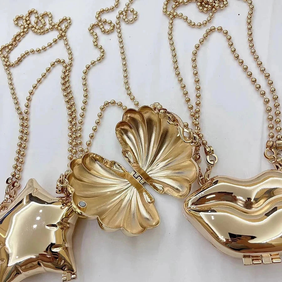 2024 New Metal Mini Lipstick Bags for Women High Quality Shoulder Bag Fashion Flower Satche Women's Accessory Bag 99 in 1