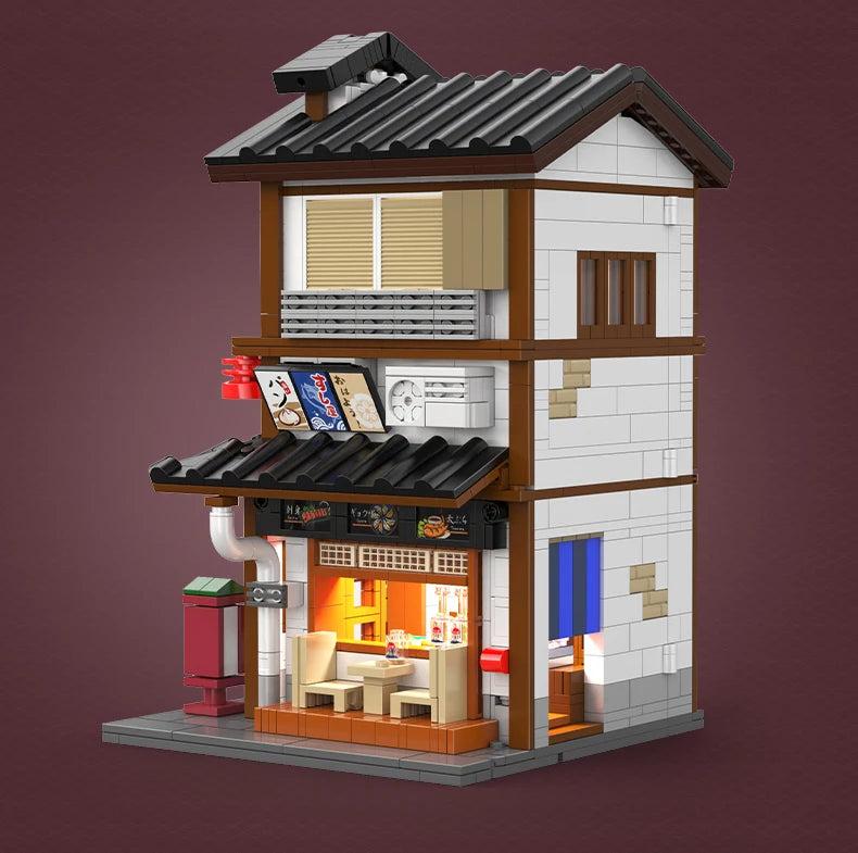 Cada MOC Japanese City Street View Yakitori Style Izakaya Building Blocks Yakitoriya House Children Toy for Gifts