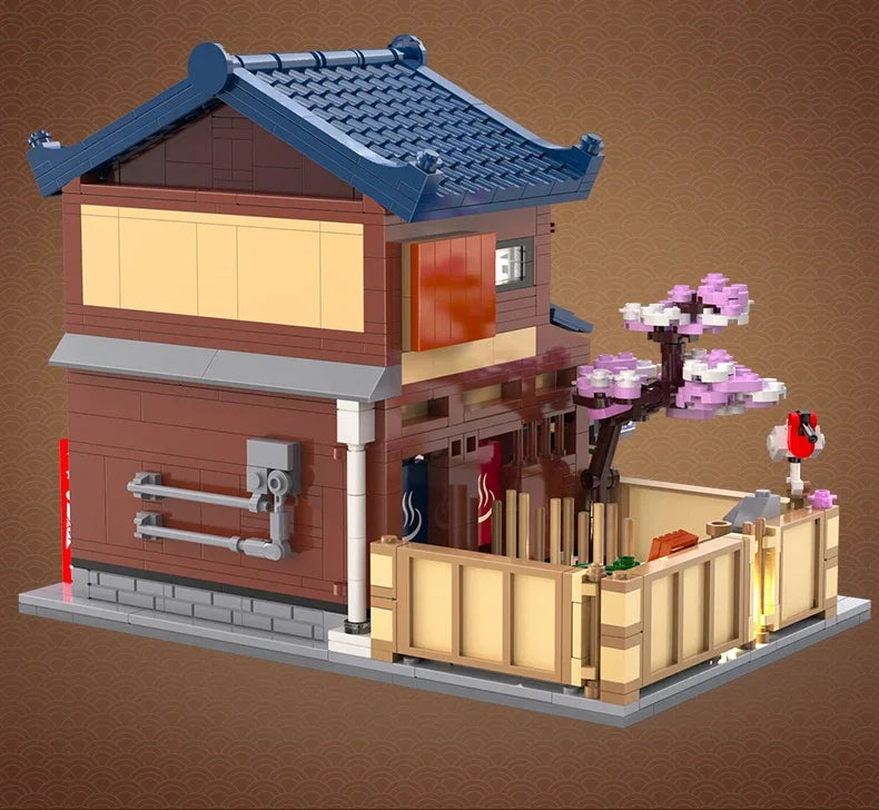 Cada MOC Japanese City Street View Yakitori Style Izakaya Building Blocks Yakitoriya House Children Toy for Gifts