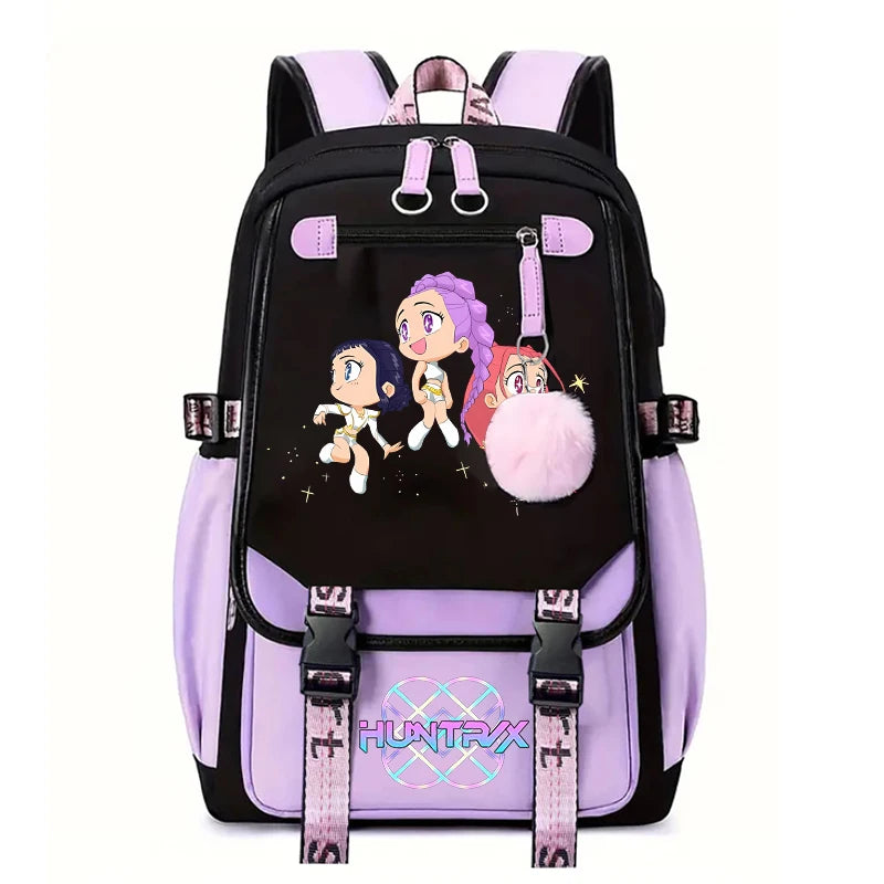Demone Hunter Backpack for Kid Girl Back School Gift School Bag Y2K Cute Anime Print Woman Travel Casual Large Capacity Rucksack