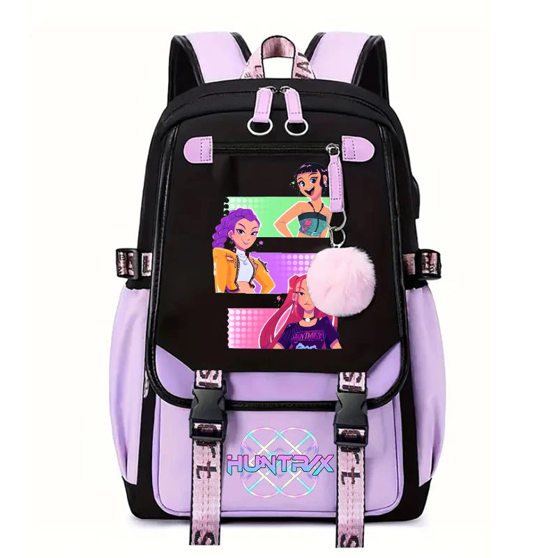 Demone Hunter Backpack for Kid Girl Back School Gift School Bag Y2K Cute Anime Print Woman Travel Casual Large Capacity Rucksack