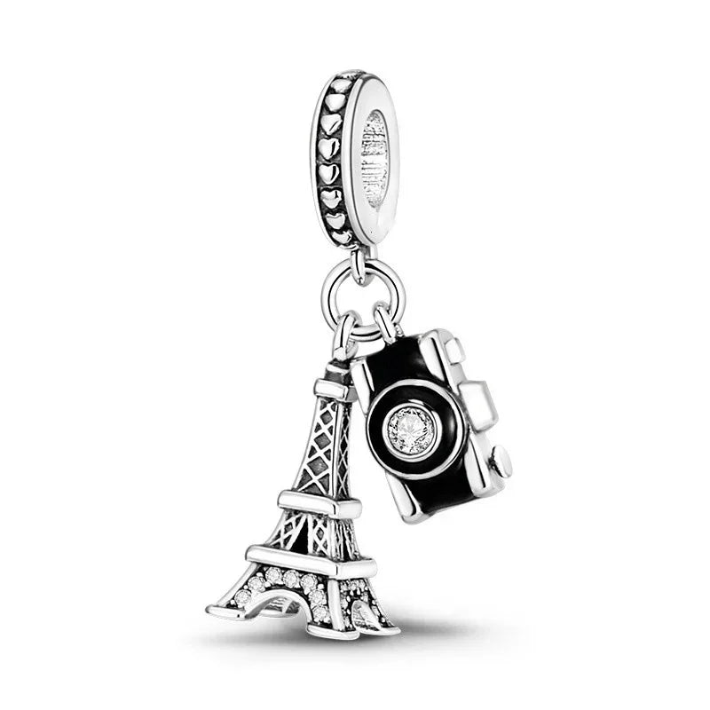 Back To School 925 Sterling Silver Charms Bag Earphone Magic Cube Watch Games Console Bead Pendant Fit Bracelet Necklace Jewelry