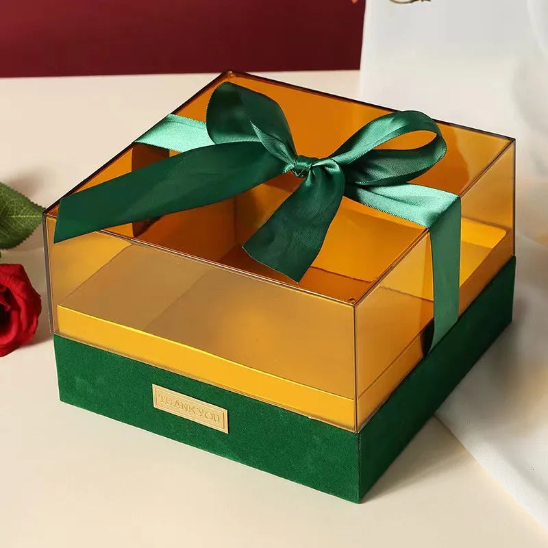 Luxury Transparent Acrylic Gift Box Wedding Birthday Flower Present  Valentine'S Day Christmas Candy Boxes Birthday Party Bag