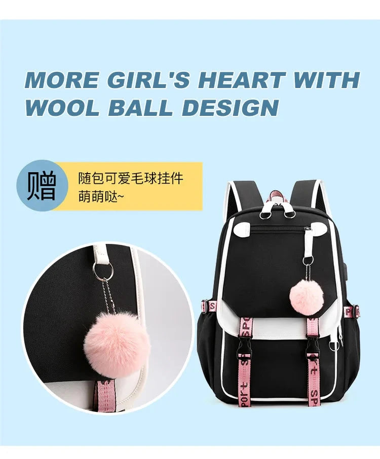 Demone Hunter Backpack for Kid Girl Back School Gift School Bag Y2K Cute Anime Print Woman Travel Casual Large Capacity Rucksack 99 in 1