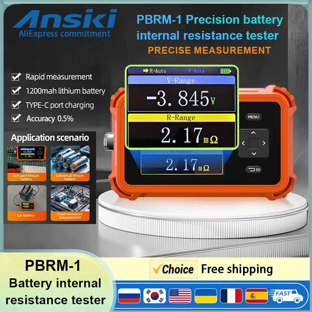 PBRM-1 Battery Voltage Internal Resistance Tester 18650 High-precision Acid Lithium Lead Car Battery Tester