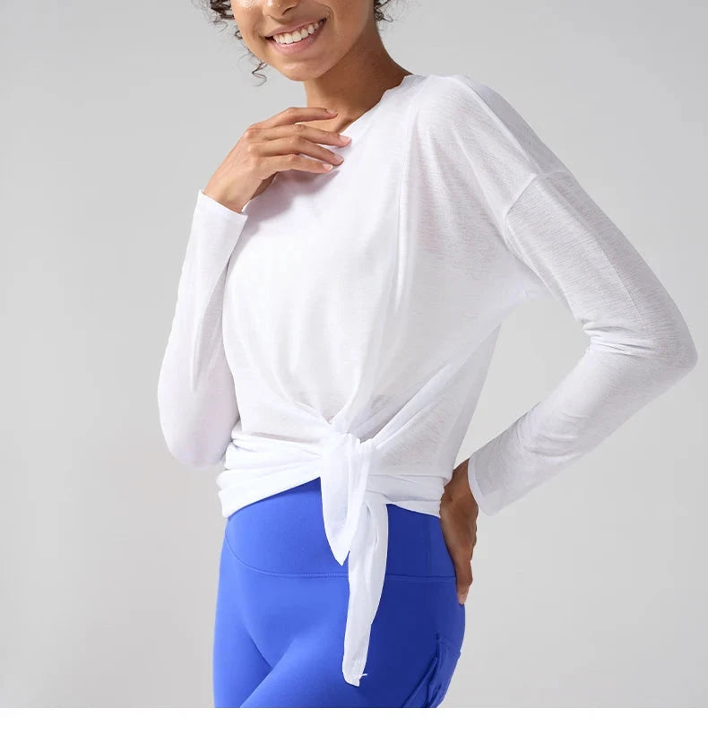 Gym Sports Tops Workout T-shirts Women Yoga Clothing Running Loose Slim Quick Dry Training Long Sleeve Blouse Fitness Tops👚 99 in 1