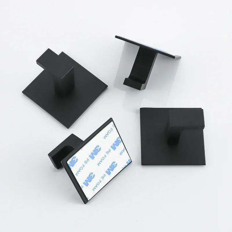 1-4pcs Bathroom Adhesive Wall Black Robe Hooks Towel Hook Coat Holder Keys Clothes Hanger Bathroom Kitchen Hardware Accessories