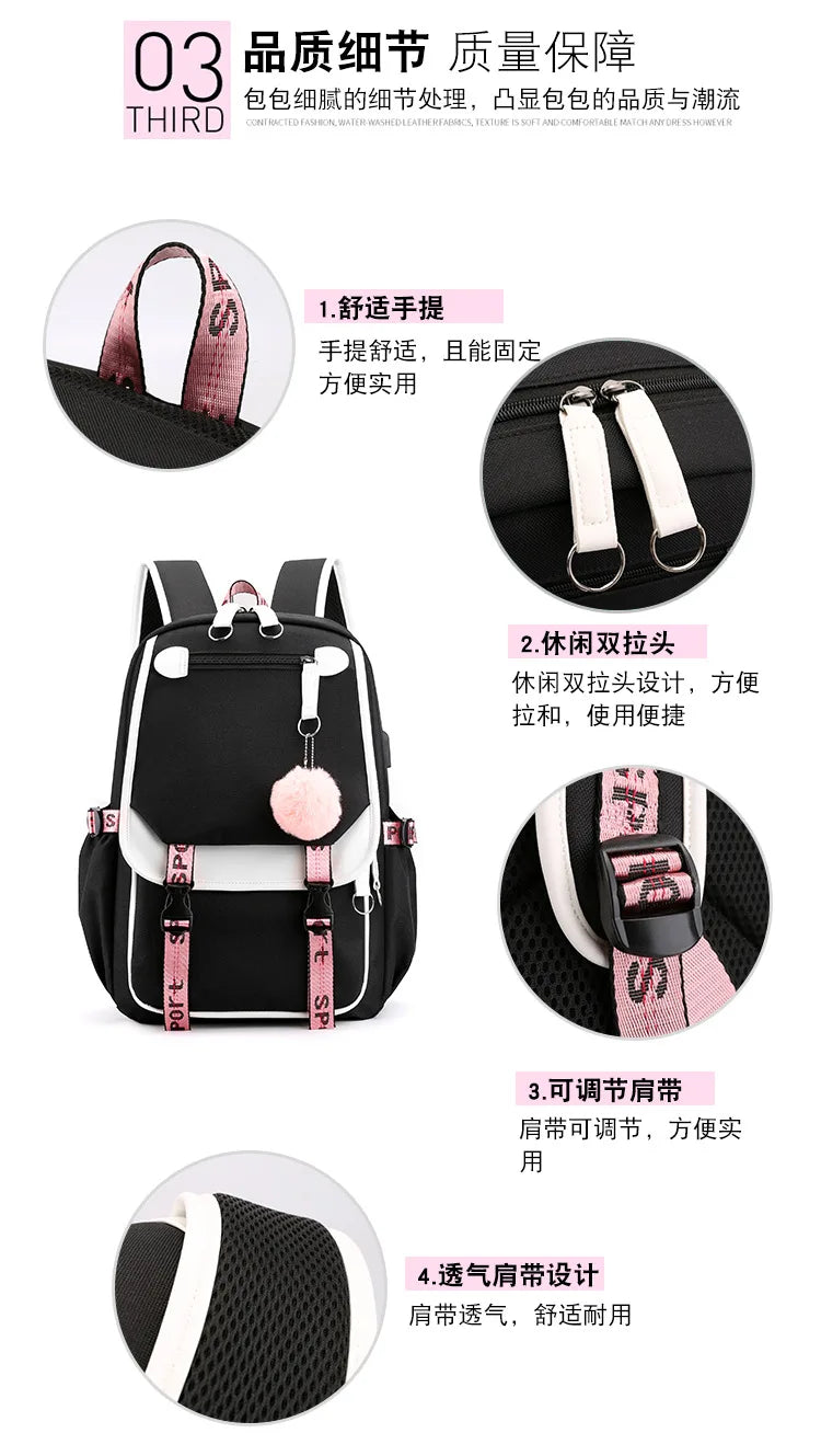 Demone Hunter Backpack for Kid Girl Back School Gift School Bag Y2K Cute Anime Print Woman Travel Casual Large Capacity Rucksack