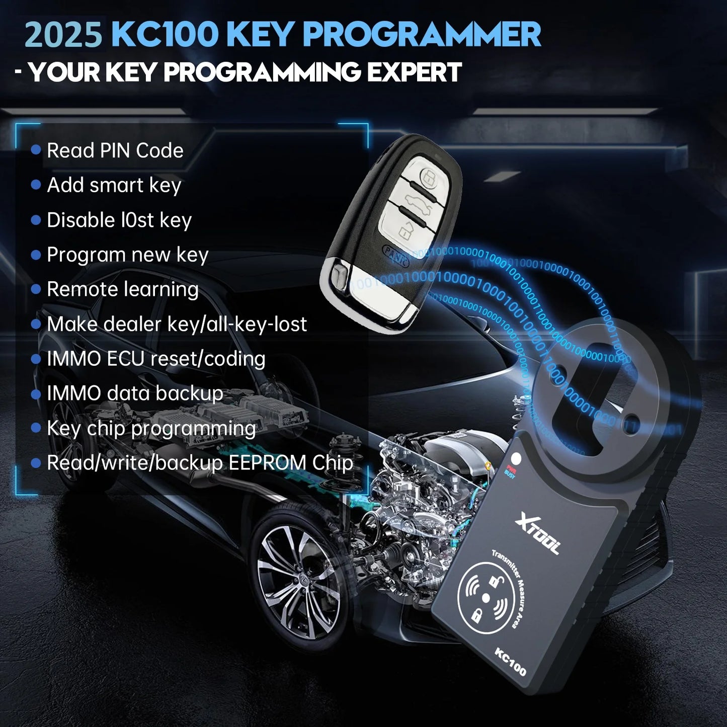 XTOOL KC100 Key Programmer Work With X100 PADS D8S For Car Key Programming Read Pincode