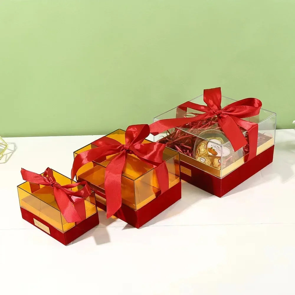 Luxury Transparent Acrylic Gift Box Wedding Birthday Flower Present  Valentine'S Day Christmas Candy Boxes Birthday Party Bag