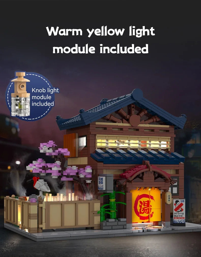 Cada MOC Japanese City Street View Yakitori Style Izakaya Building Blocks Yakitoriya House Children Toy for Gifts