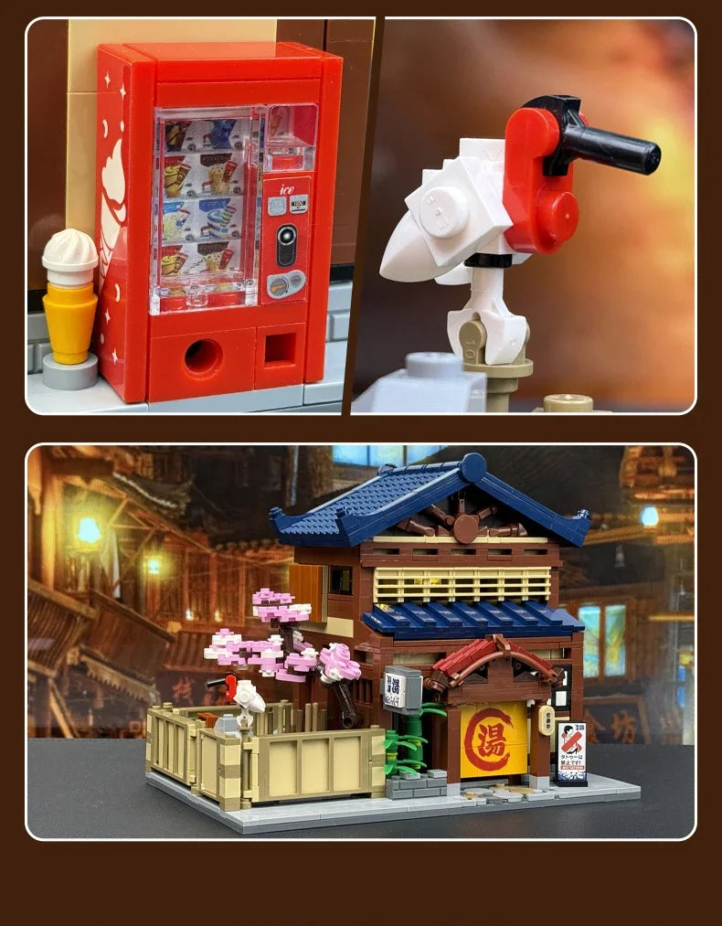 Cada MOC Japanese City Street View Yakitori Style Izakaya Building Blocks Yakitoriya House Children Toy for Gifts