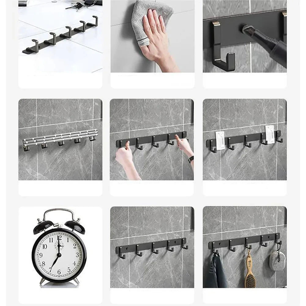 Household Wall Coat Rack Black Hooks For Hangging Clothes Towel Hanger Bathroom Robe Hook Heavy Duty Kitchen Accessories 99 in 1