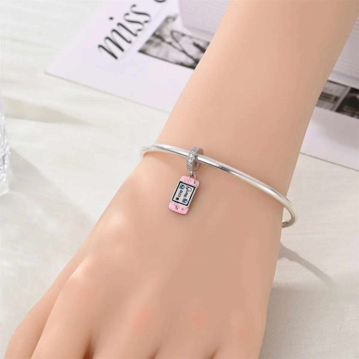 Back To School 925 Sterling Silver Charms Bag Earphone Magic Cube Watch Games Console Bead Pendant Fit Bracelet Necklace Jewelry
