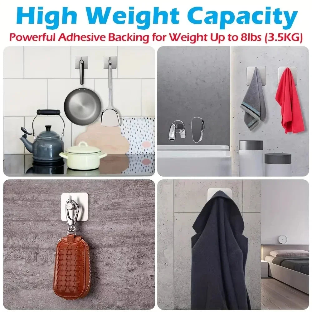 4 pieces of 304 stainless steel wall hooks for home jackets, robes, bathroom organization accessories