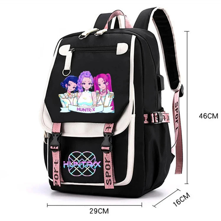 Demone Hunter Backpack for Kid Girl Back School Gift School Bag Y2K Cute Anime Print Woman Travel Casual Large Capacity Rucksack 99 in 1