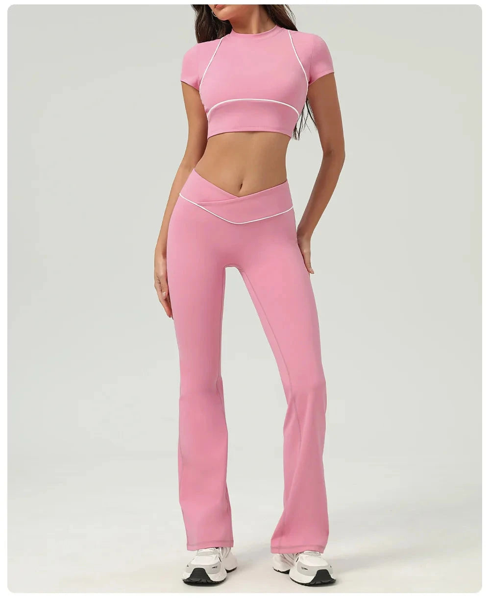 Yoga Top Sport T Shirts Women Fitness Clothes Workout Short-sleeved Crop Top Gym Running Active Wear Push Up Sport Top 99 in 1