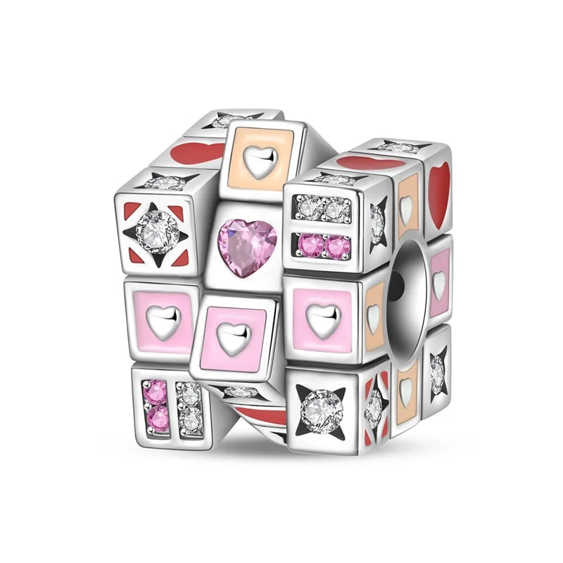 Back To School 925 Sterling Silver Charms Bag Earphone Magic Cube Watch Games Console Bead Pendant Fit Bracelet Necklace Jewelry