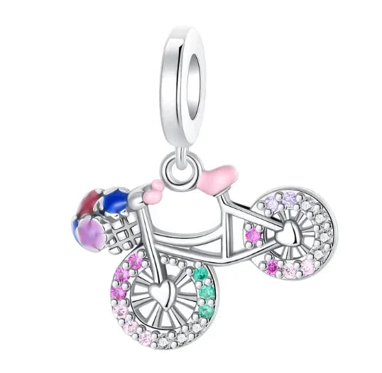 Back To School 925 Sterling Silver Charms Bag Earphone Magic Cube Watch Games Console Bead Pendant Fit Bracelet Necklace Jewelry 99 in 1