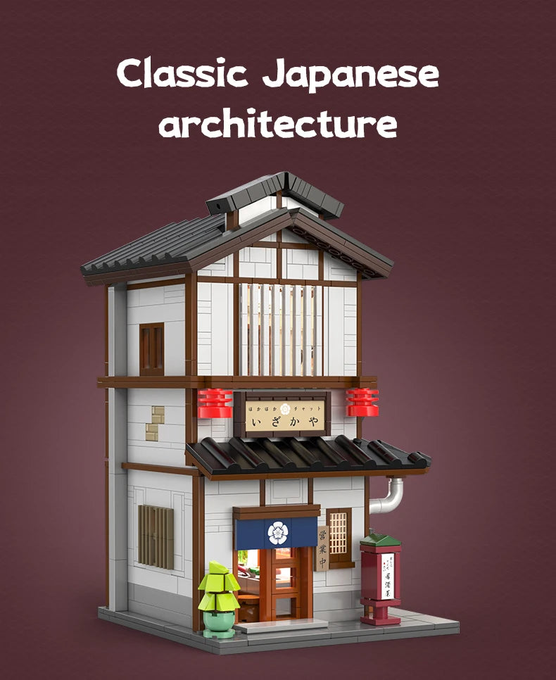 Cada MOC Japanese City Street View Yakitori Style Izakaya Building Blocks Yakitoriya House Children Toy for Gifts