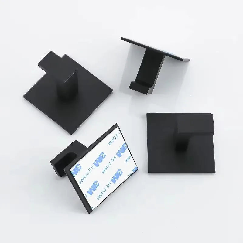 1-4pcs Bathroom Adhesive Wall Black Robe Hooks Towel Hook Coat Holder Keys Clothes Hanger Bathroom Kitchen Hardware Accessories