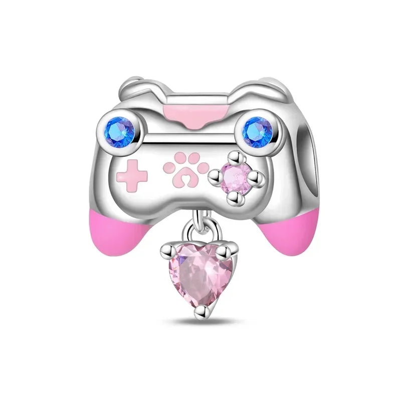 Back To School 925 Sterling Silver Charms Bag Earphone Magic Cube Watch Games Console Bead Pendant Fit Bracelet Necklace Jewelry
