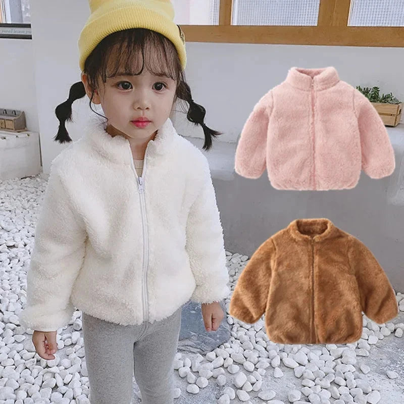 Pink Girls Jackets Autumn Coat Winter Thermal Fleece Jacket for Children 1 2 3 4 5Yrs Kids Coats Warm Korean Outerwear 99 in 1