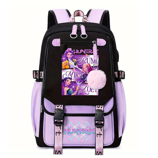 Demone Hunter Backpack for Kid Girl Back School Gift School Bag Y2K Cute Anime Print Woman Travel Casual Large Capacity Rucksack