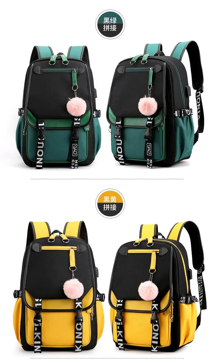 Demone Hunter Backpack for Kid Girl Back School Gift School Bag Y2K Cute Anime Print Woman Travel Casual Large Capacity Rucksack 99 in 1